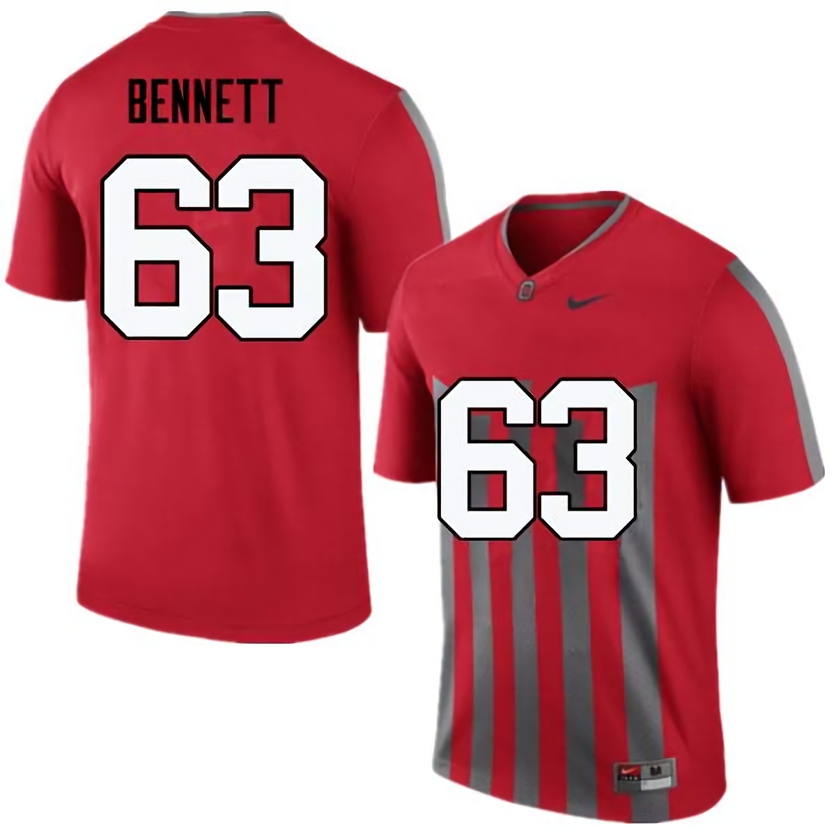 Michael Bennett Ohio State Buckeyes Men's NCAA #63 Nike Throwback Red College Stitched Football Jersey ARS4356CD